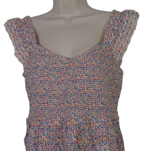 Old Navy Smocked Ruffle Tank Top Women Size M Multi Ditsy Floral - Picture 2 of 6